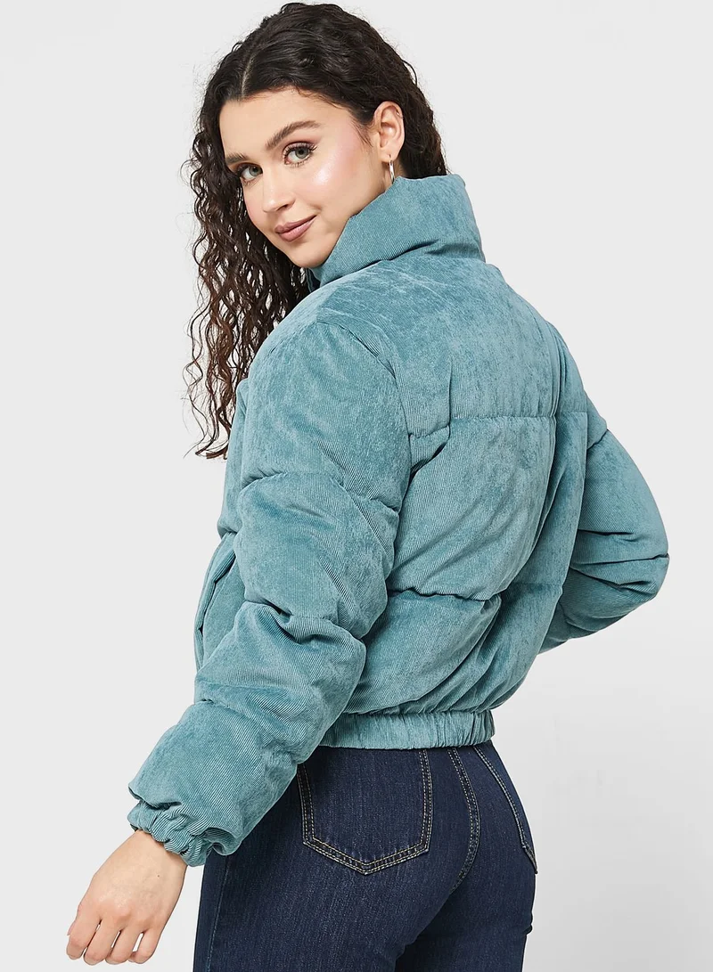 Jacqueline de Yong High Neck Puffer Crop Jacket