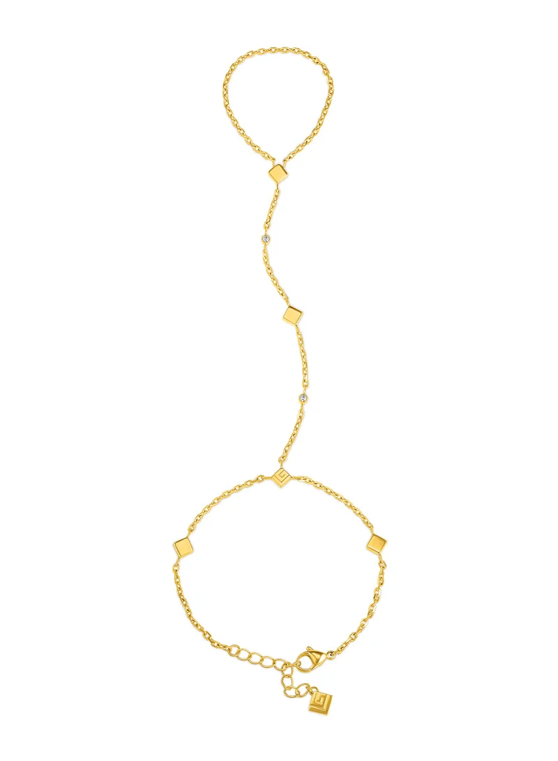 Guy Laroche Laury Gold plated Hand Bracelet with Logo and Crystals for Women