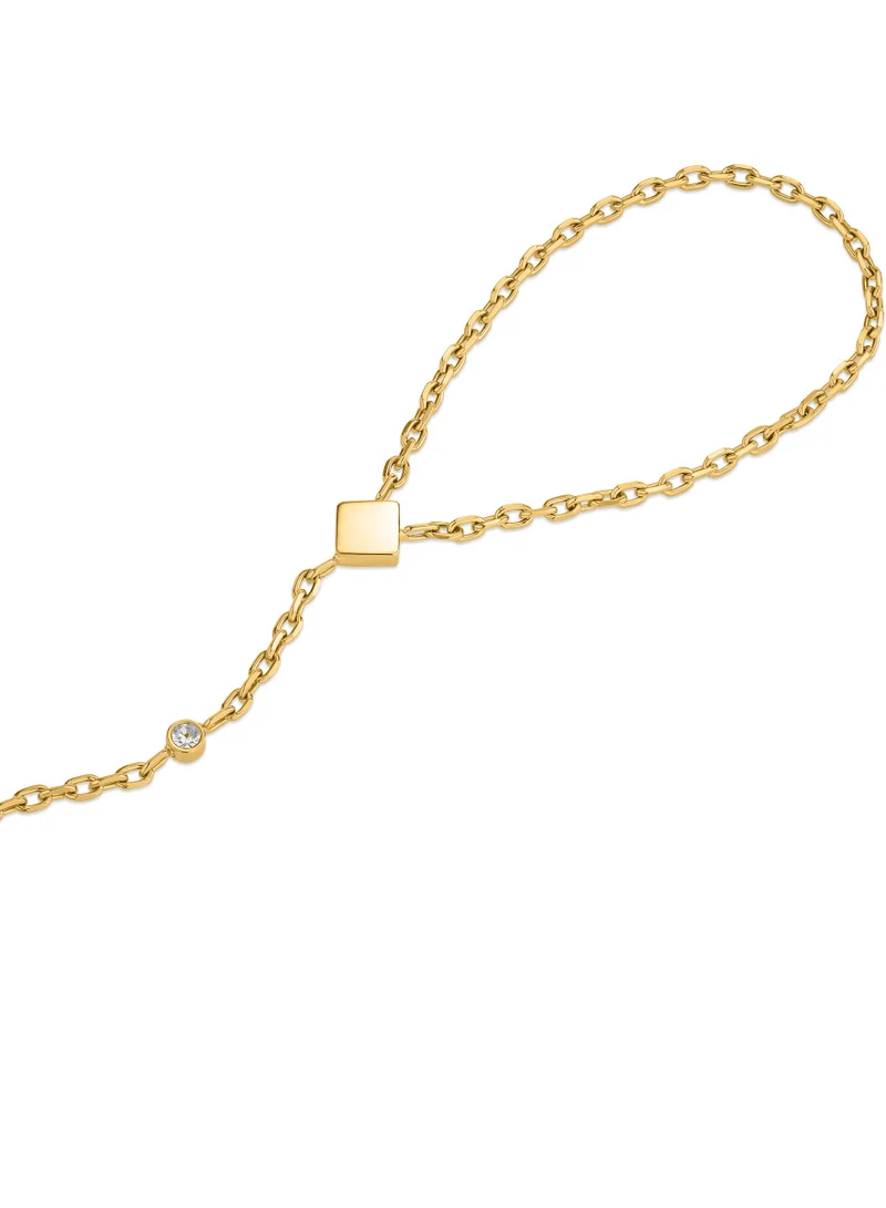 Guy Laroche Laury Gold plated Hand Bracelet with Logo and Crystals for Women