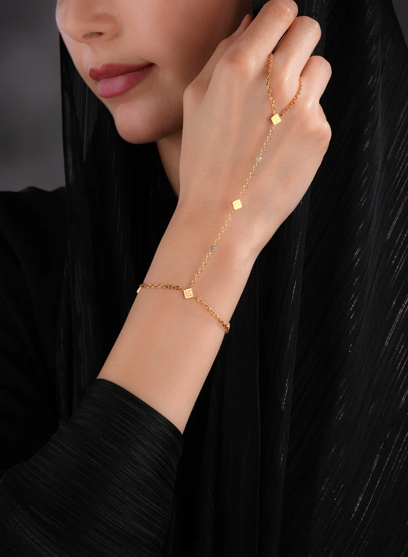 Guy Laroche Laury Gold plated Hand Bracelet with Logo and Crystals for Women