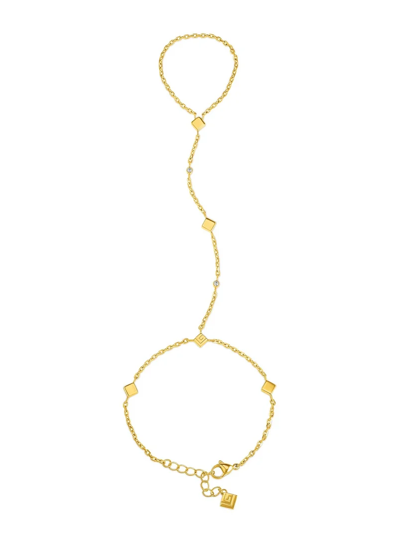 غاي لاروش Laury Gold plated Hand Bracelet with Logo and Crystals for Women