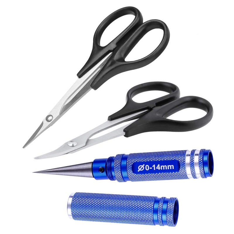 Hobbypark 3-Pack HobbyPark RC Body Reamer Hole Puncher and Curved Scissors & Straight Scissors Trimming Tools Set for RC Car Body Shell Lexan Plastic - Image 2