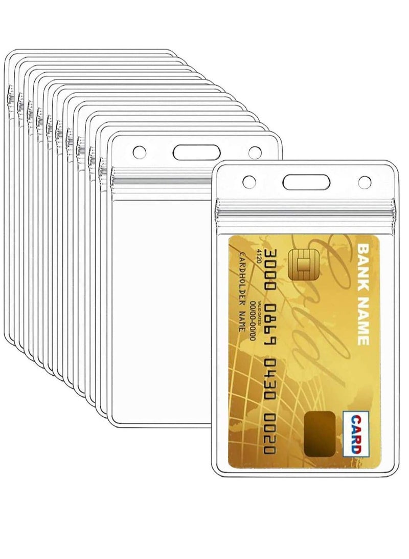 phomemo 20 PCS Clear Plastic ID Vertical Name Badge ID Card Holders, with Waterproof Type Resealable Zip, Plastic Name Tag Holder  - Image 2