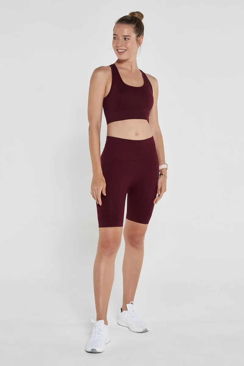 Jerf Gela Shaper Sport Biker Leggings Claret Red