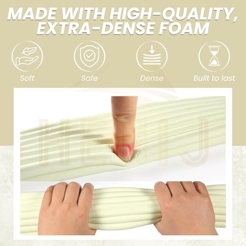 HENIJ Soft Extra Dense Furniture Table Wall Edge Protectors Foam Baby | Safety Bumper Guard Protector, Table Protection Strip, Kids Safety Corner Strip (6.5 Ft Long, 8 CM Wide, Cream, Pack of 1) - Image 3