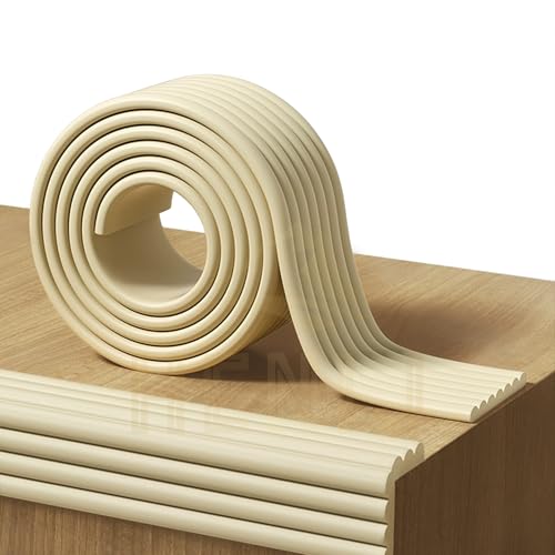 HENIJ Soft Extra Dense Furniture Table Wall Edge Protectors Foam Baby | Safety Bumper Guard Protector, Table Protection Strip, Kids Safety Corner Strip (6.5 Ft Long, 8 CM Wide, Cream, Pack of 1) - Image 1