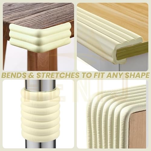 HENIJ Soft Extra Dense Furniture Table Wall Edge Protectors Foam Baby | Safety Bumper Guard Protector, Table Protection Strip, Kids Safety Corner Strip (6.5 Ft Long, 8 CM Wide, Cream, Pack of 1) - Image 5