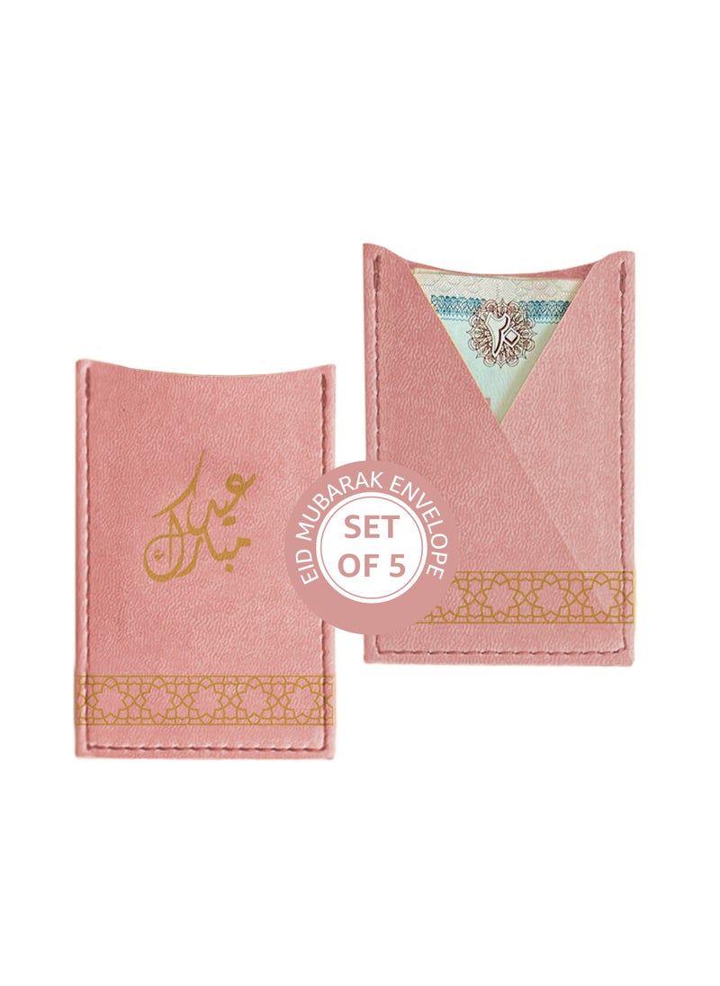 LeArt Leather Eid Envelopes - Eid Mubarak Envelopes | Eid Envelopes | Eid Decorations | Eid Envelopes for Kids (Peach | Set of 5)  - Image 1
