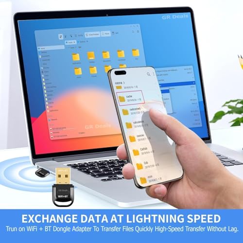 GR Deals Dual-Band 2.4/5GHz USB WiFi & Bluetooth 5.2 Adapter | 2-in-1 Plug & Play Dongle Receiver for PC, Long Range Wi-Fi and BT for Desktop, Laptop, Keyboard, Mouse, and Headset (Black). - Image 5