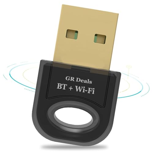 GR Deals Dual-Band 2.4/5GHz USB WiFi & Bluetooth 5.2 Adapter | 2-in-1 Plug & Play Dongle Receiver for PC, Long Range Wi-Fi and BT for Desktop, Laptop, Keyboard, Mouse, and Headset (Black). - Image 1