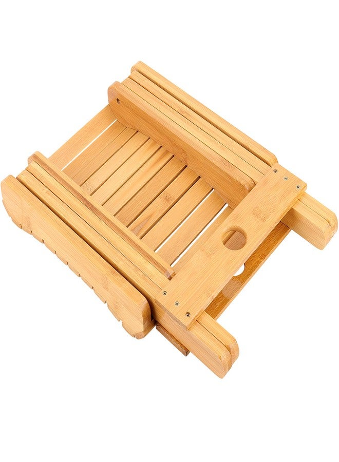 HOZEON 2 Pack 11 x 11 x 12.6 Inches Natural Bamboo Folding Stool for Shaving, Shower, Foot Rest, Picnic, Fishing - Image 4