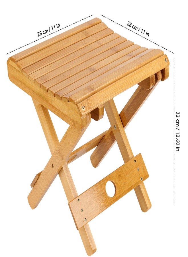 HOZEON 2 Pack 11 x 11 x 12.6 Inches Natural Bamboo Folding Stool for Shaving, Shower, Foot Rest, Picnic, Fishing - Image 2