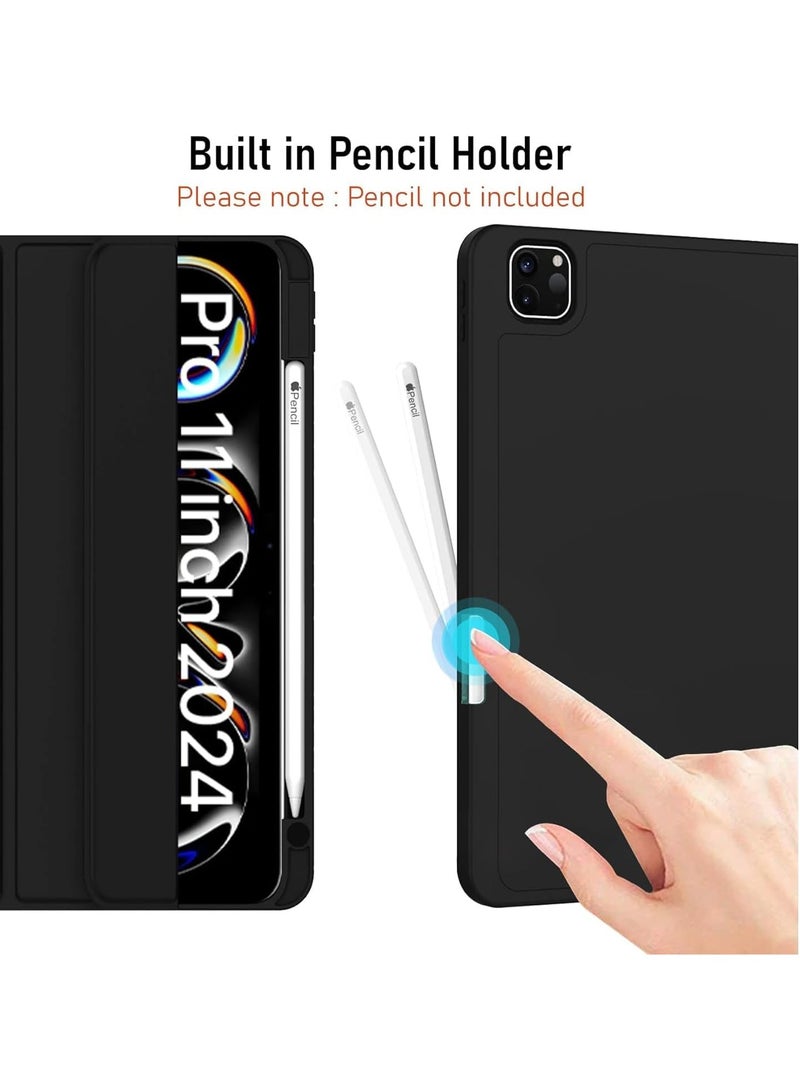 FOCUS حافظة لجهاز iPad Pro 11 بوصة (M4) 2024 حافظة جلدية ذكية قابلة للطي ثلاثية اللون باللون الأخضر - Image 4