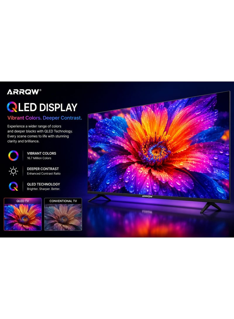 ARRQW 43 Inch Smart QLED TV Full HD Android 14 | 1920×1080 Resolution | Built-in Wi-Fi | Screen Casting | 2 HDMI | 2 USB | HDMI ARC/eARC | Netflix| Youtube| Prime Video | Black | Model RO-43LPSQ - Image 3