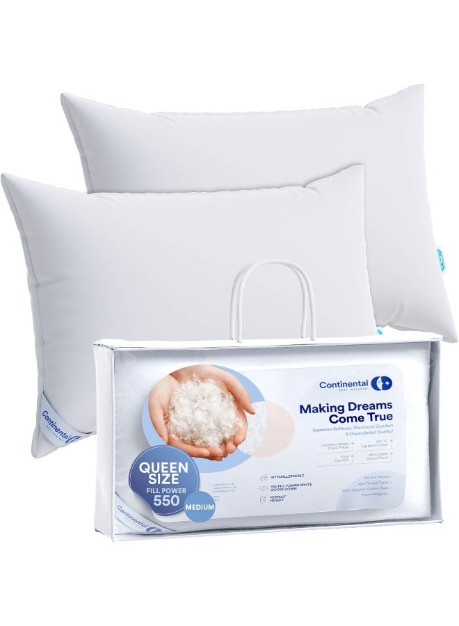 Continental Bedding Continental Bedding Soft White Goose Down Pillow RDS Certified Cotton Pillow USA Made Soft Down Pillows for Sleeping  - Image 1