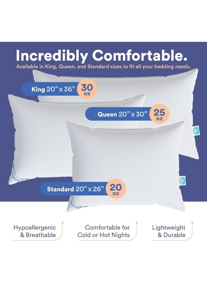 Continental Bedding Continental Bedding Soft White Goose Down Pillow RDS Certified Cotton Pillow USA Made Soft Down Pillows for Sleeping  - Image 2