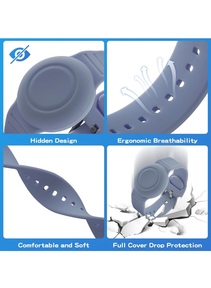 سوار Air Tag مقاوم للماء للأطفال (عبوة من قطعتين)، سوار معصم مخفي من السيليكون الناعم، جهاز تعقب GPS خفيف الوزن متوافق مع سوار ساعة Apple AirTag للأطفال - Image 4