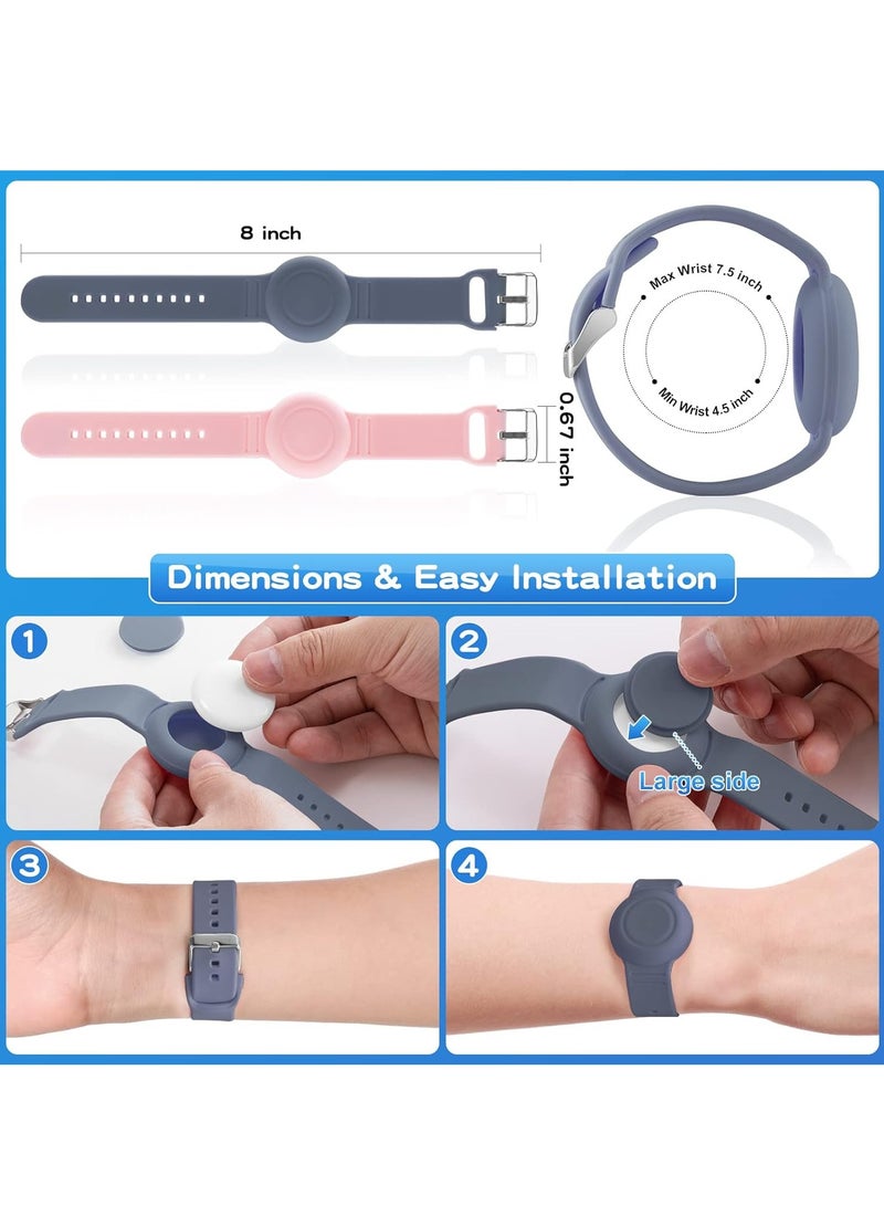 سوار Air Tag مقاوم للماء للأطفال (عبوة من قطعتين)، سوار معصم مخفي من السيليكون الناعم، جهاز تعقب GPS خفيف الوزن متوافق مع سوار ساعة Apple AirTag للأطفال - Image 5