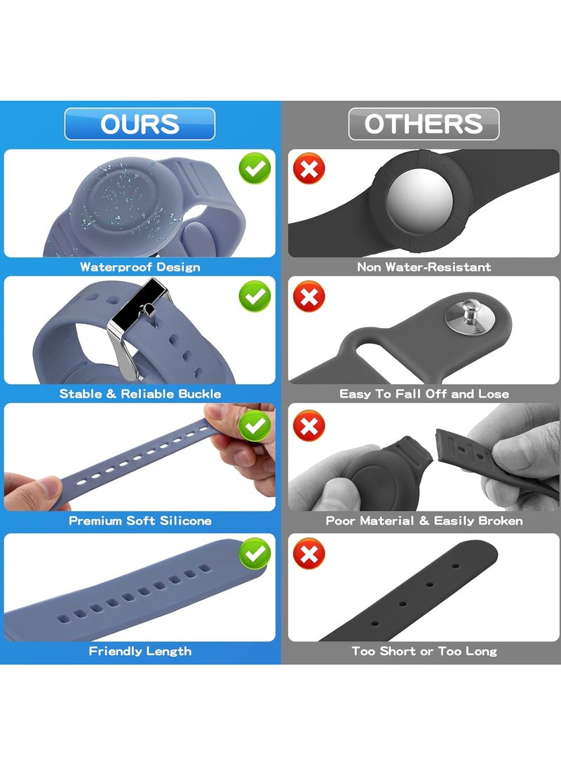 سوار Air Tag مقاوم للماء للأطفال (عبوة من قطعتين)، سوار معصم مخفي من السيليكون الناعم، جهاز تعقب GPS خفيف الوزن متوافق مع سوار ساعة Apple AirTag للأطفال - Image 3
