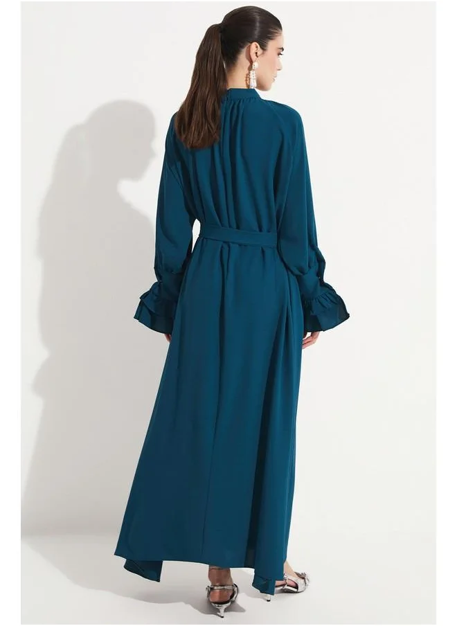 JUNE June Bell Sleeve Stone Detailed Dress Teal