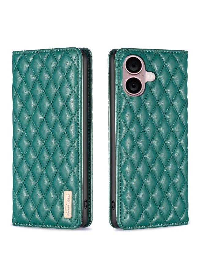 اس-توب جراب هاتف iPhone 16 Plus من الجلد المغناطيسي بتصميم شبكي ماسي - Image 1