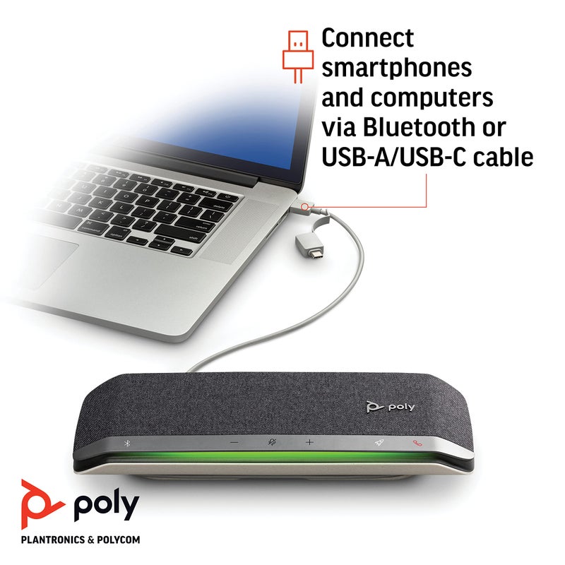 Poly بولى - سينك 40 سماعة ذكية (بلانترونيكس) - مساحات عمل مرنة - الاتصال بجهاز الكمبيوتر/ماك عبر كابل USB-A/USB-C المدمج والهواتف الذكية عبر البلوتوث - يعمل مع تيمز وزوم والمزيد، أسود - Image 2