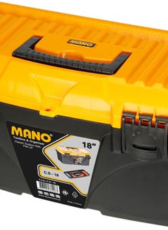 MANO CLASSIC TOOLBOXES WITH FLAT LID 18" - ‎25 x 43.2 x 23.8 cm, Polypropylene, Black/Orange  - Image 1