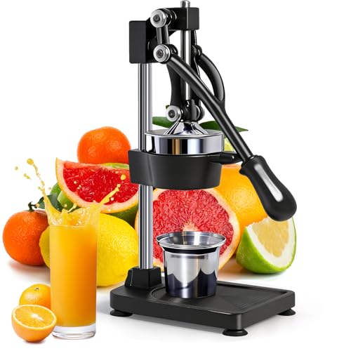 ASIALEO Manual Cast Iron Citrus JuicerCommercial Hand PressHeavy Duty Countertop Squeezer for Fresh Orange Lemon JuiceStable When PressedEasy to Use Clean black - Image 1
