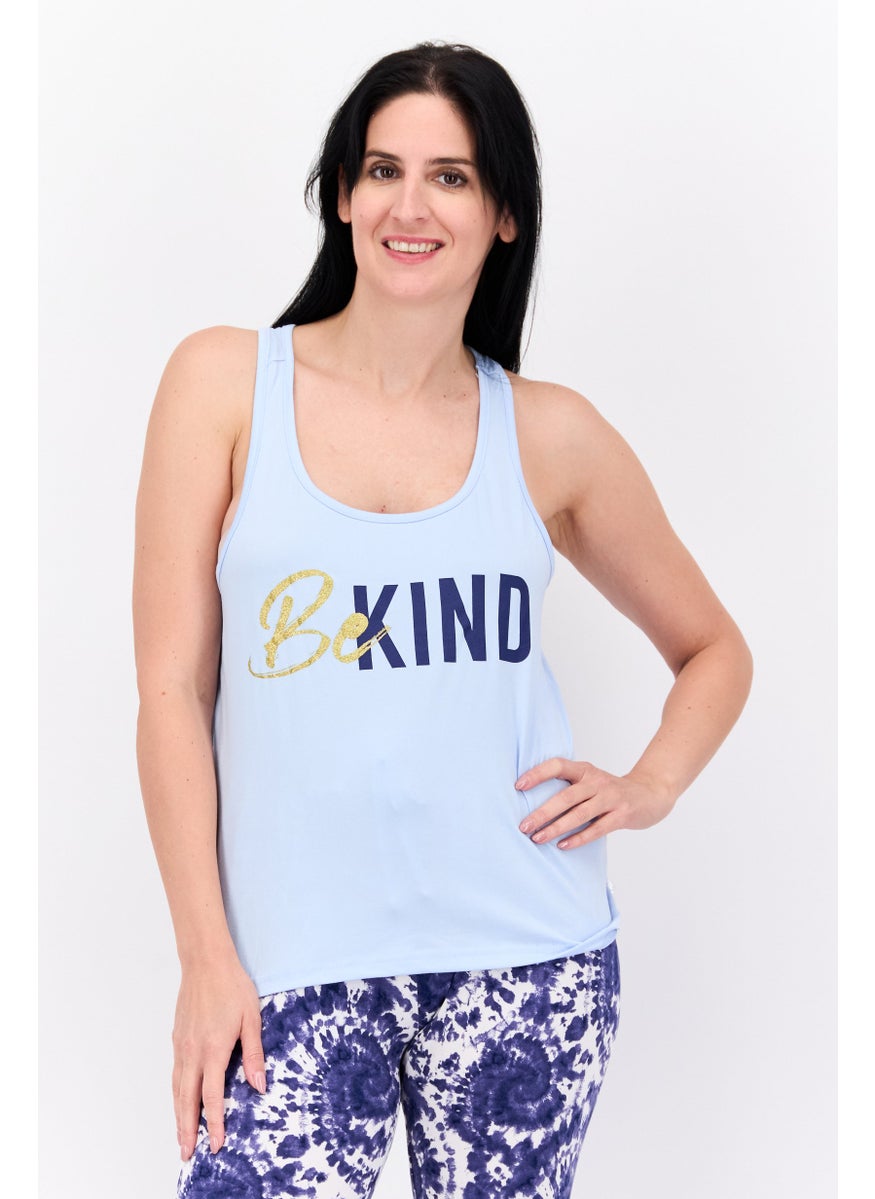French Affair Women 2 Piece Allover Print Top And Bottom Set, Light Blue Combo  - Image 2