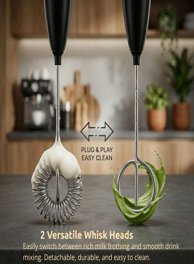 REIDEA 2 Pack Electric Coffee Frother with Storage Stand, Dual Whisk Heads for Foaming & Mixing, Handheld Milk Foam Maker for Hot Chocolate & Frappe, AA Battery Operated (Not Included), REIDEA M3 - Image 3