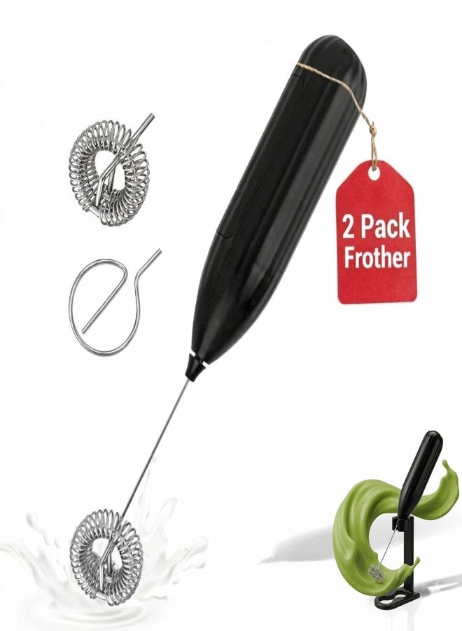 REIDEA 2 Pack Electric Coffee Frother with Storage Stand, Dual Whisk Heads for Foaming & Mixing, Handheld Milk Foam Maker for Hot Chocolate & Frappe, AA Battery Operated (Not Included), REIDEA M3 - Image 1