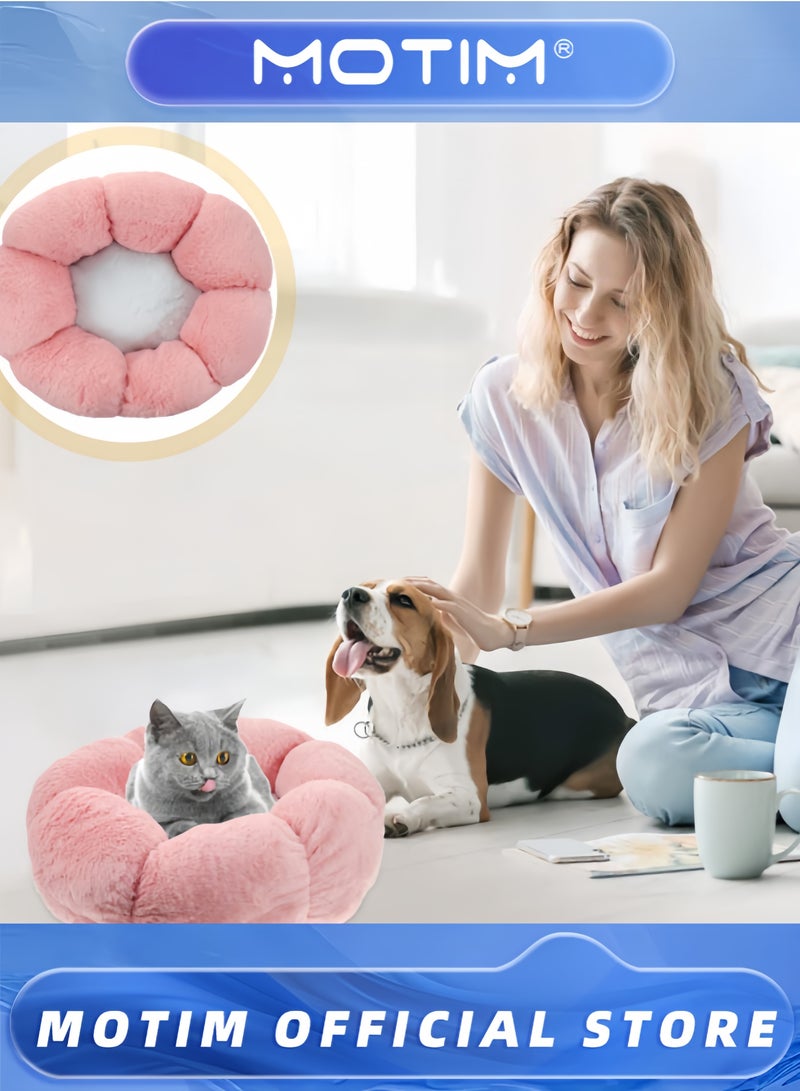 موتيم سرير دافئ للحيوانات الأليفة على شكل زهرة للكلاب والقطط، وسادة مريحة للاستخدام الداخلي، مادة ناعمة، سرير شتوي للحيوانات الأليفة - Image 3
