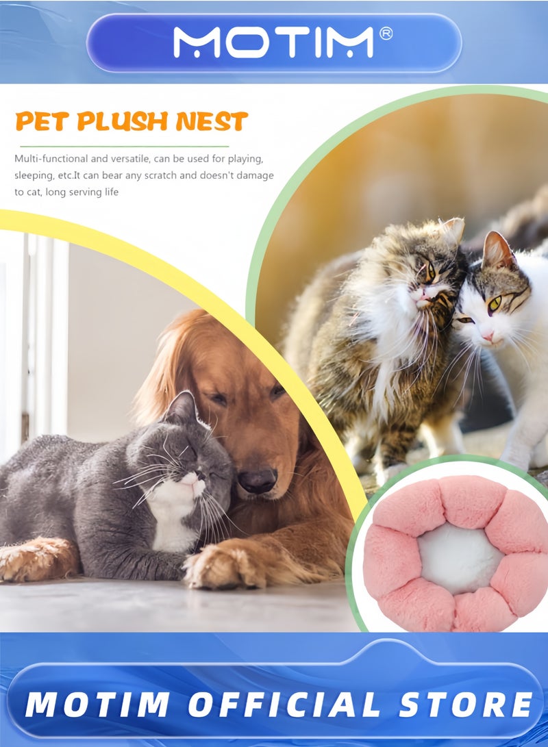 موتيم سرير دافئ للحيوانات الأليفة على شكل زهرة للكلاب والقطط، وسادة مريحة للاستخدام الداخلي، مادة ناعمة، سرير شتوي للحيوانات الأليفة - Image 2