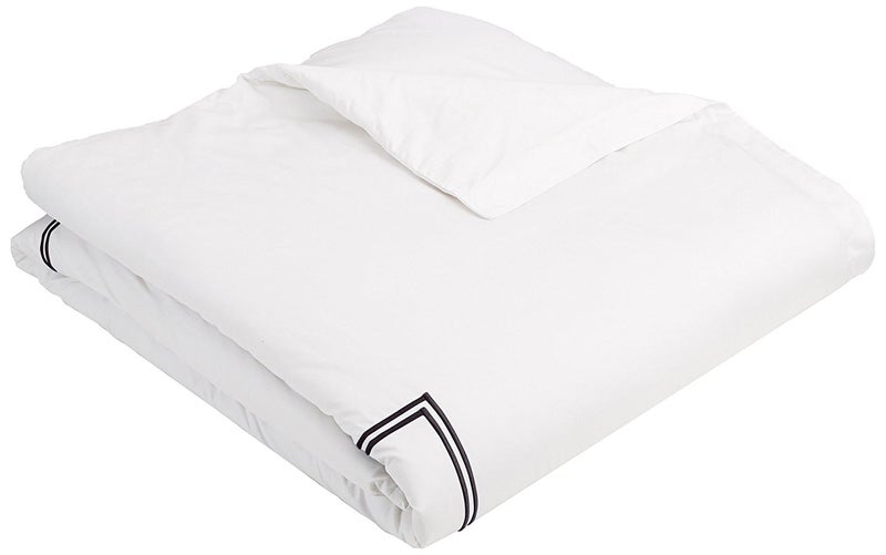 Beddecor Luxury Soft Brushed 400-Thread-Count Egyptian Cotton Embroidered Duvet Cover Set With Beautiful 2-Stripe Embroidery - - Full/Queen - White/Black - Image 2