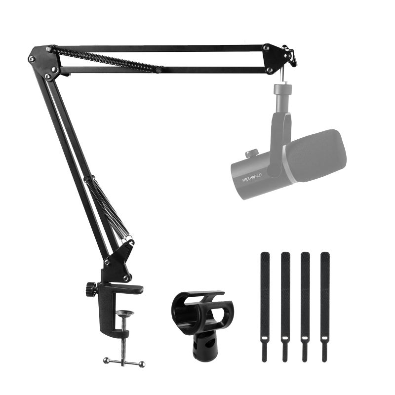 FEELWORLD AMS1 Microphone Boom Arm, Adjustable Mic Arm Stand with 3/8â€ to 5/8â€ Screw, Compatible with PM1 and other Mics for Podcast Straming Gaming Studio - Image 1
