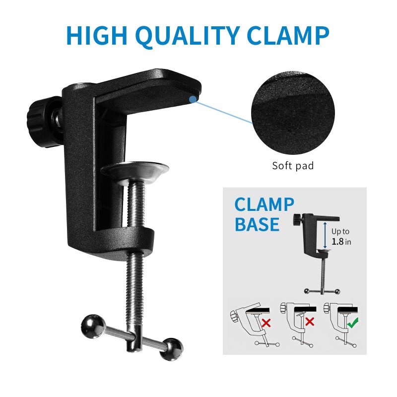 FEELWORLD AMS1 Microphone Boom Arm, Adjustable Mic Arm Stand with 3/8â€ to 5/8â€ Screw, Compatible with PM1 and other Mics for Podcast Straming Gaming Studio - Image 5