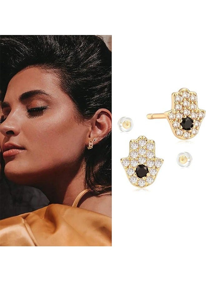 Mevecco Women Earrings Gold Stud 14K Gold Filled Small Simple Handmade Hypoallergenic Everyday Jewelry - Image 3