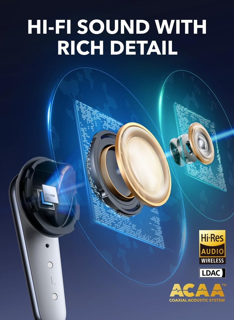 AnkerMake سماعة Liberty 4 Pro - إلغاء ضوضاء ذكي وصوت نقي Hi-Res مع شاشة بالعلبة للتحكّم السريع وعمر بطارية حتى 40 ساعة - Image 5