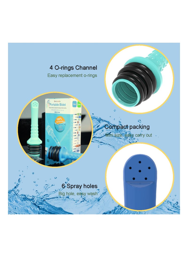 RATSAW - 2 Pcs Portable Bidet for Toilet Universal Travel Bidet Spray for Pregnant Woman Baby Wholesome Health Personal Hand Wash Pump for Hemorrhoids Outdoor Hotel Blue Green - Image 1