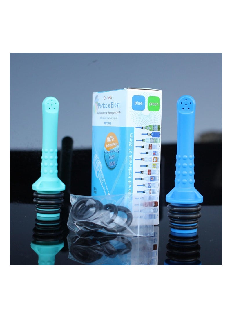 RATSAW - 2 Pcs Portable Bidet for Toilet Universal Travel Bidet Spray for Pregnant Woman Baby Wholesome Health Personal Hand Wash Pump for Hemorrhoids Outdoor Hotel Blue Green - Image 1