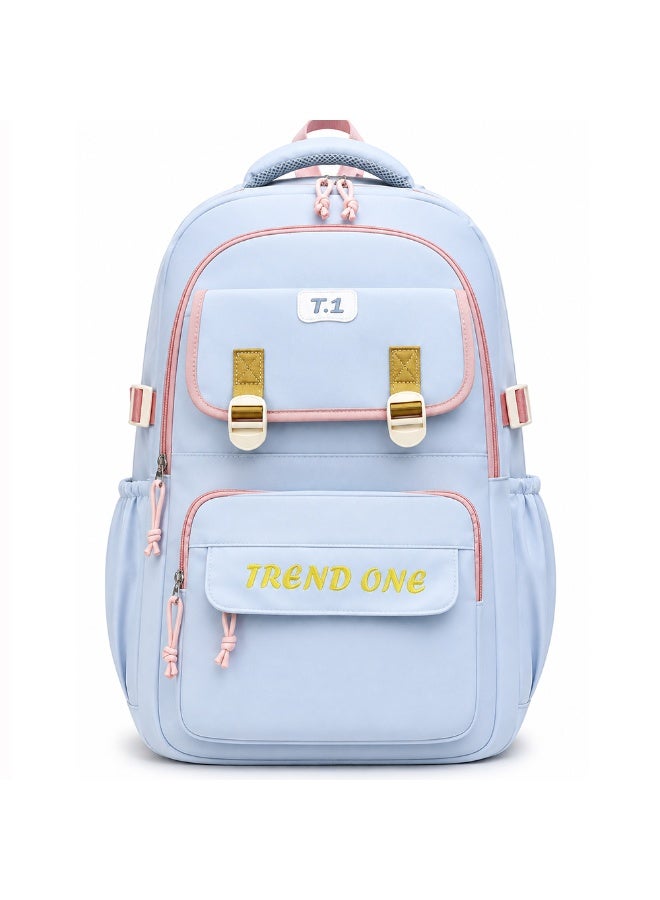 18 Inch School Backpack for Boys & Girls, Large Student Backpack with Multiple Compartments, Front Zipper Pocket, Side Bottle Pockets, Comfortable Carry Handle, 48*32*20 CM