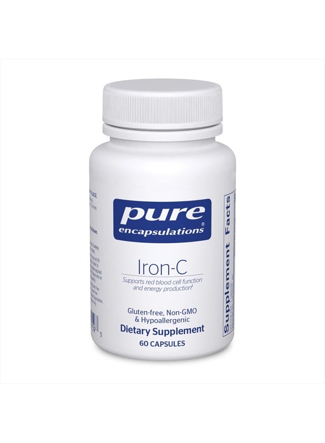 Pure Encapsulations حديد-سي - 15 ملغ حديد - 175 ملغ فيتامين سي - دعم خلايا الدم الحمراء* - إنتاج الطاقة - حبوب حديد عالية التوافر البيولوجي - خالية من الغلوتين ونباتية - 60 كبسولة - Image 1