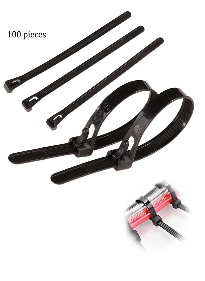 Generic - Reusable Zip Ties 6 Inch 100pcs Black Zip Ties Heavy Duty Outdoor 50lb Small Cable Ties Releasable Plastic Tie Wraps Small Wire Ties Removable for Cord Management - Image 1