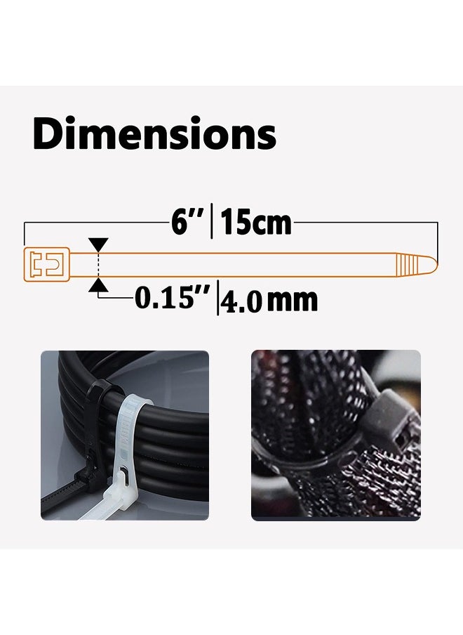 Generic - Reusable Zip Ties 6 Inch 100pcs Black Zip Ties Heavy Duty Outdoor 50lb Small Cable Ties Releasable Plastic Tie Wraps Small Wire Ties Removable for Cord Management - Image 1