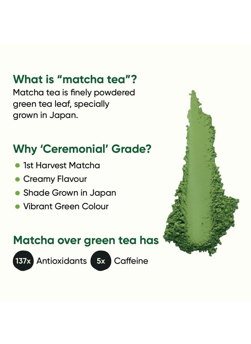 Tencha - ceremonial matcha tea 100 percent pure super premium grade japanese matcha green tea powder free spoon vegan tested for radiation 30gms - Image 1