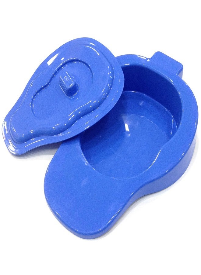 TenTabs Unisex Polypropylene Bed Pan with Lid | Unisex Adult Bedpan for Patients, Elderly & Post-Surgery Use | Reusable Medical Bedpan (Blue) - Image 1
