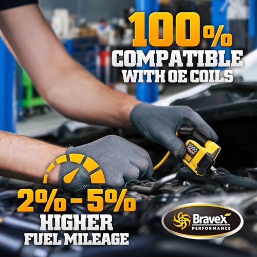 Bravex Ignition Coil Pack UF271 D581 & 8mm Spark Plug Wires For Cadillac Escalade Chevy Silverado Avalanche Express 3500 Suburban GMC Sierra 4.8L 5.3L 6.0L 8.1L Square Type 8PCS(15% More Energy) - Image 4