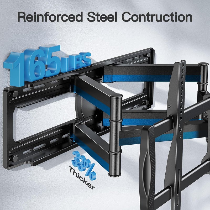 PERLESMITH Full Motion TV Wall Mount for 42â€-97â€ TVs up to 165lbs, TV Mount Bracket with Dual Articulating Arms Swivel Tilt Extension, Max VESA 800x400mm, Fits 16â€18â€ to 24" Studs, PSXFK1 - Image 3