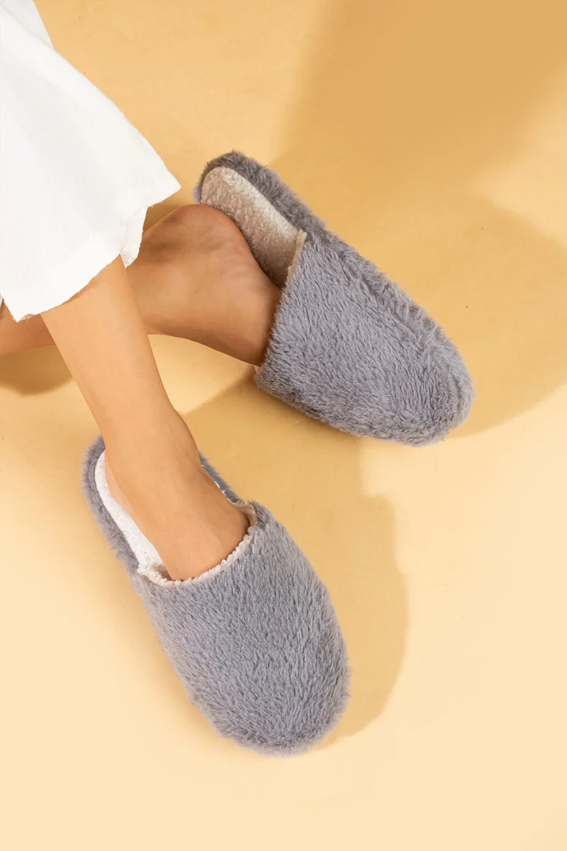 Pembe Potin Pink Potin Flexible Sole Inside Out Plush Fleece Women's Home Slippers CK-360-23