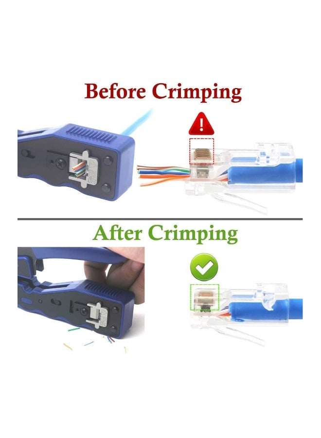 GJ670BL RJ45 Pass Through Ethernet Crimping Tool for Cat5, Cat6, Cat7 - Includes Stripping & Cutting Features  - Image 3